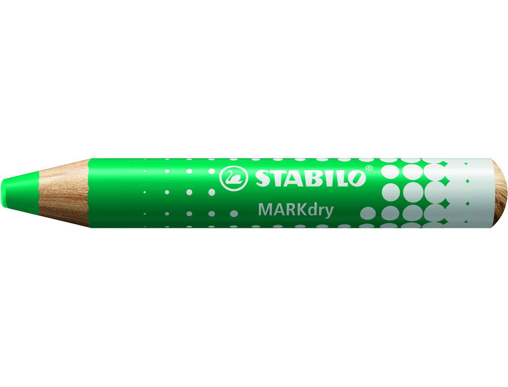 [170901] Lapiz marcador en seco stabilo markdry para pizarra blanca color verde caja de 5 unidades