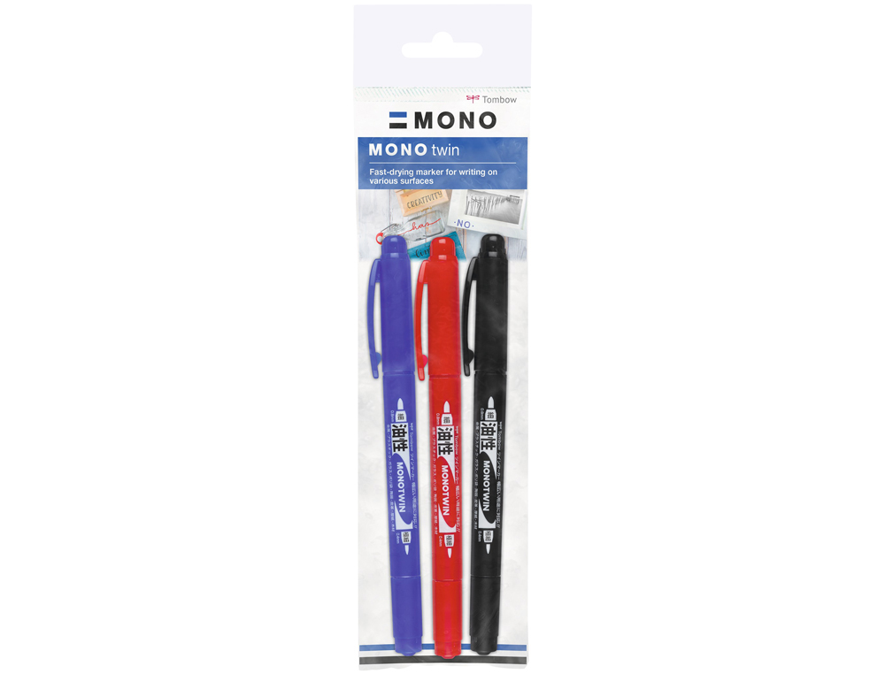 [170883] Rotulador tombow mono twin permanente doble punta fina y gruesa color negro