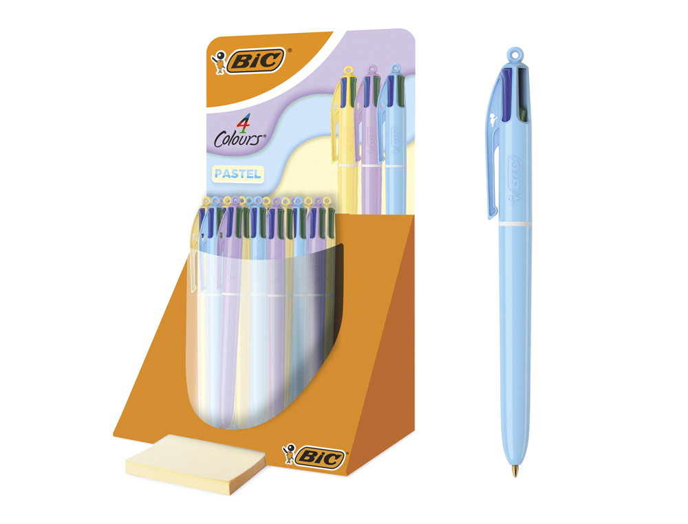 [170830] Boligrafo bic cuatro colores pastel punta de 1 mm expositor de 30 unidades colores surtidos
