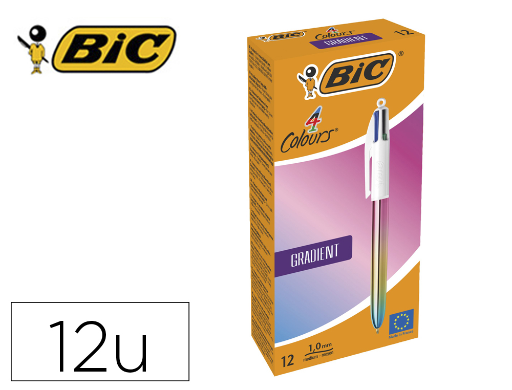 [167994] Boligrafo bic cuatro colores gradiente caja de 12 unidades colores surtidos