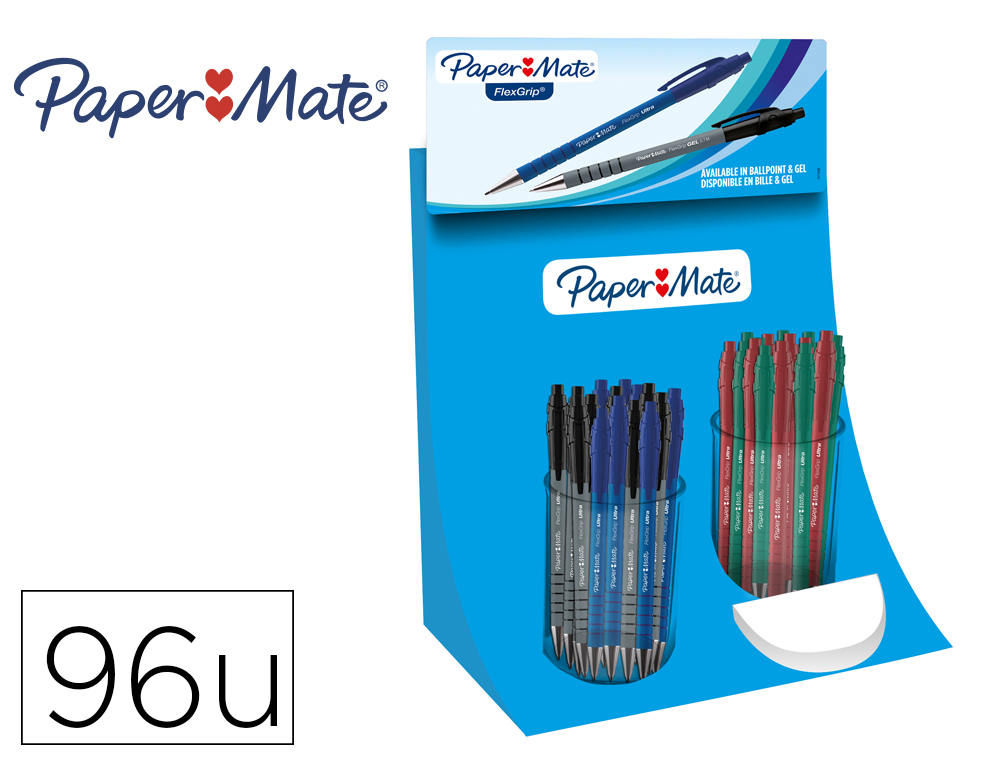 [167520] Boligrafo flexgrip retractil expositor de 96 unidades colores surtidos