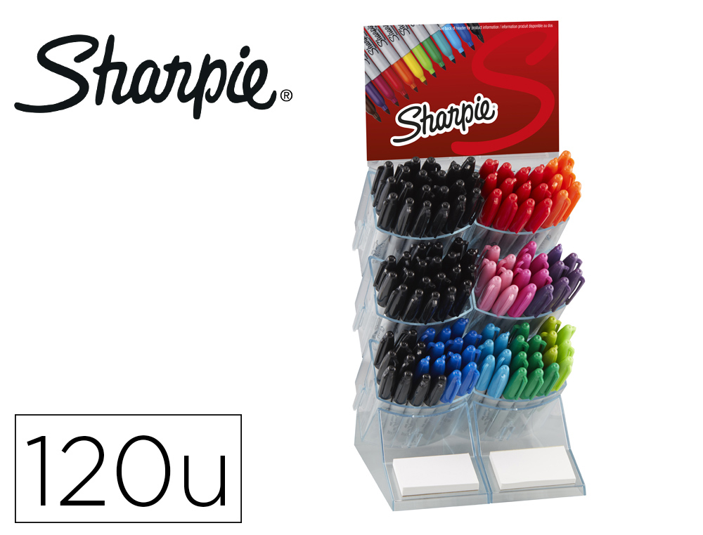 [167518] Rotulador sharpie fine expositor sobremesa de 120 unidades colores surtidos