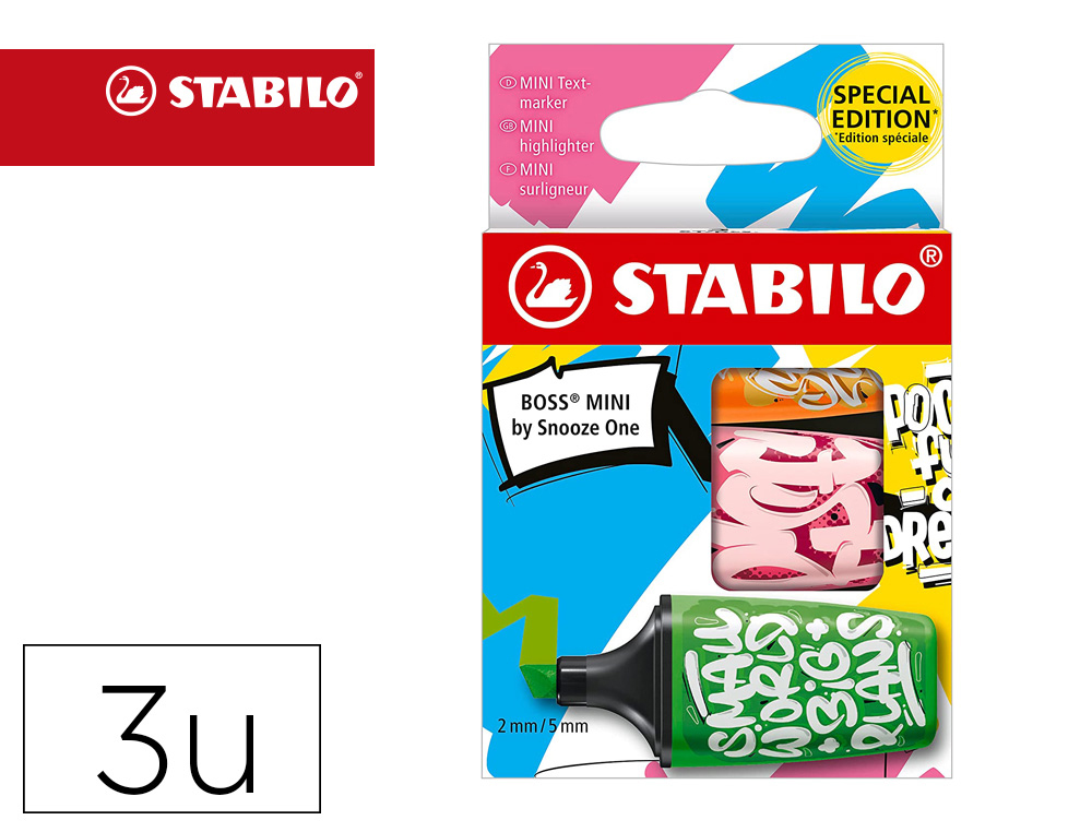 [167492] Rotulador stabilo boss mini fluorescente by snooze one estuche de 3 unidades colores surtidos