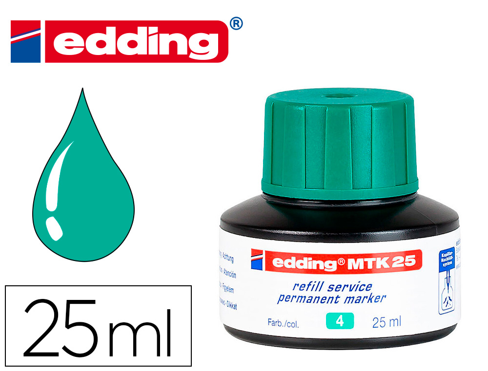 [166018] Tinta rotulador edding mtk25 con sistema capilar color verde bote 25 ml
