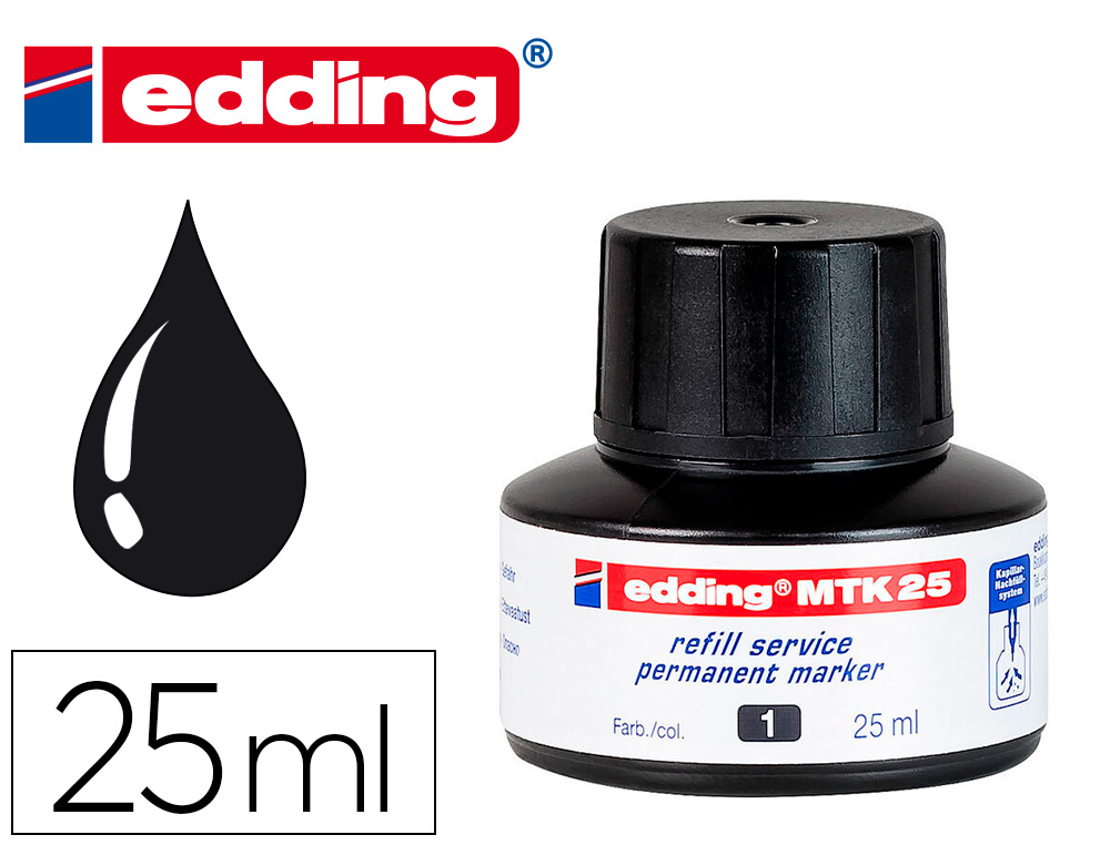 [166016] Tinta rotulador edding mtk25 con sistema capilar color negro bote 25 ml