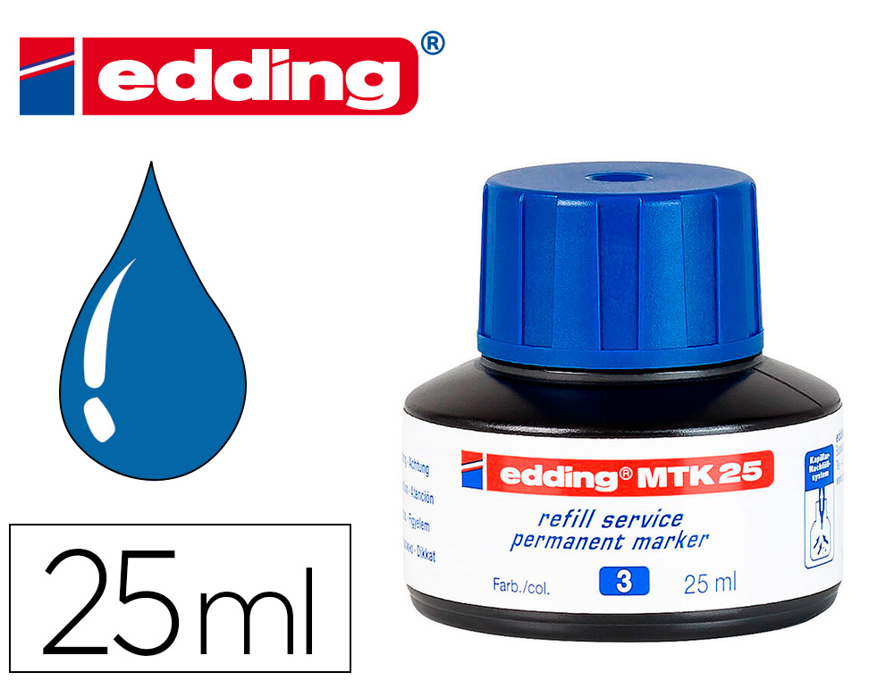 [166015] Tinta rotulador edding mtk25 con sistema capilar color azul bote 25 ml