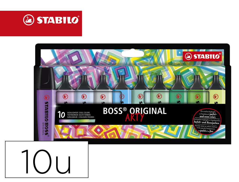 [165042] Rotulador stabilo boss fluorescente 70 arty line colores frios estuche carton de 10 unidades colores