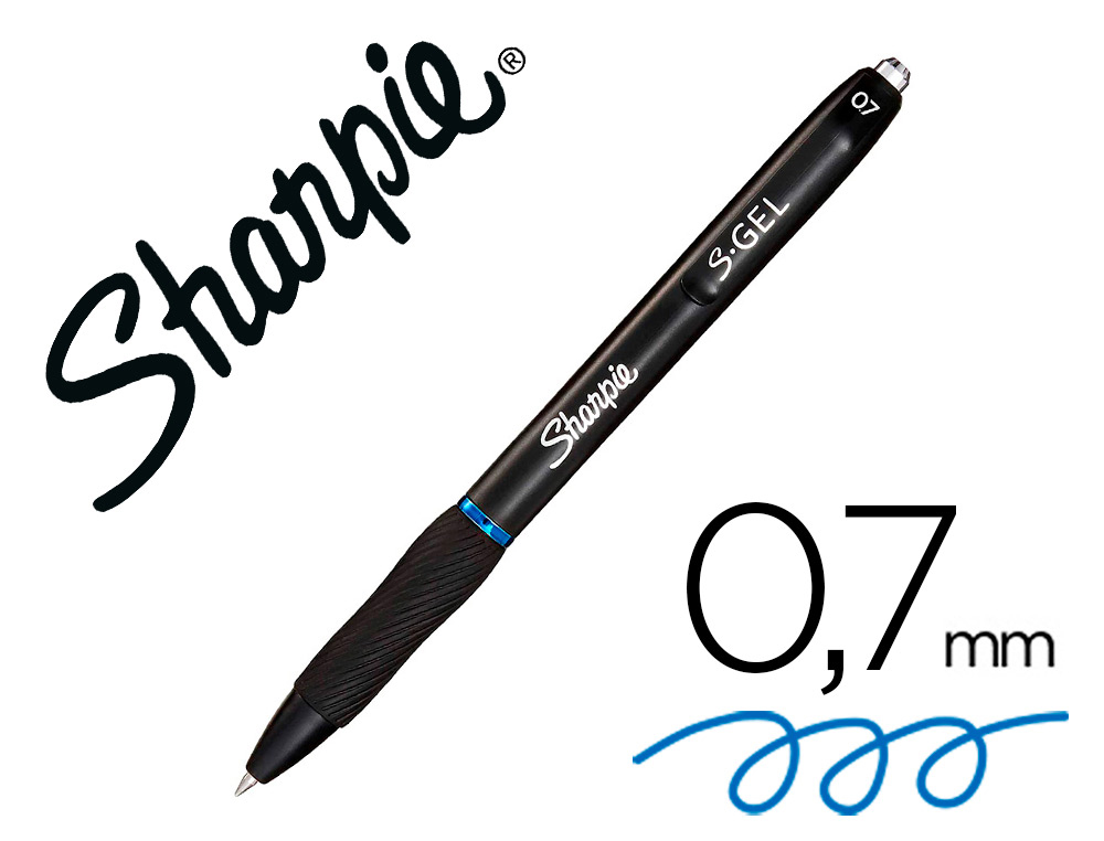 [164951] Boligrafo sharpie retractil tinta gel punta 0,7 mm color azul