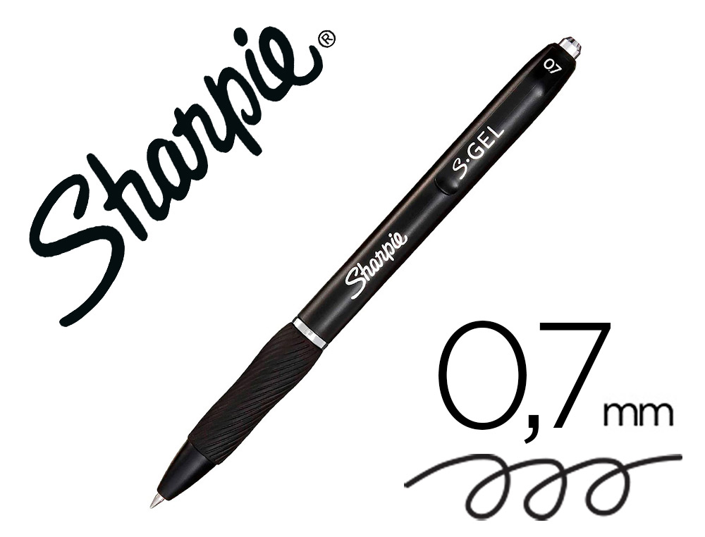 [164950] Boligrafo sharpie retractil tinta gel punta 0,7 mm color negro