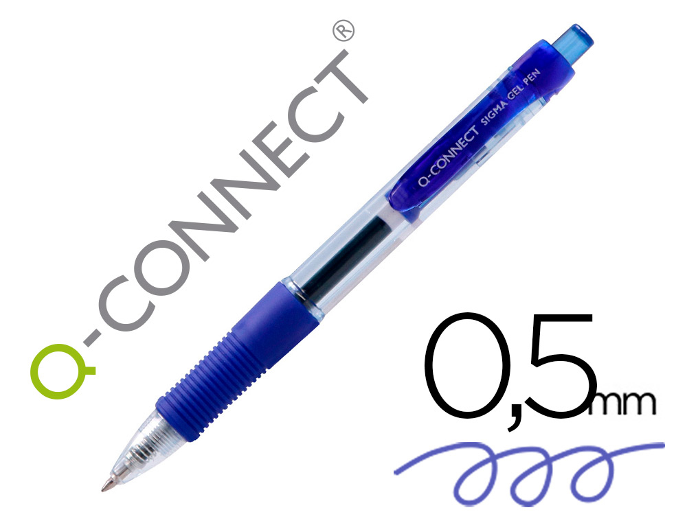 [163897] Boligrafo q-connect sigma retractil con sujecion de caucho tinta gel 0,5 mm color azul