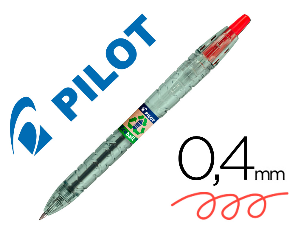 [162888] Boligrafo pilot ecoball plastico reciclado tinta aceite punta de bola 1 mm color rojo
