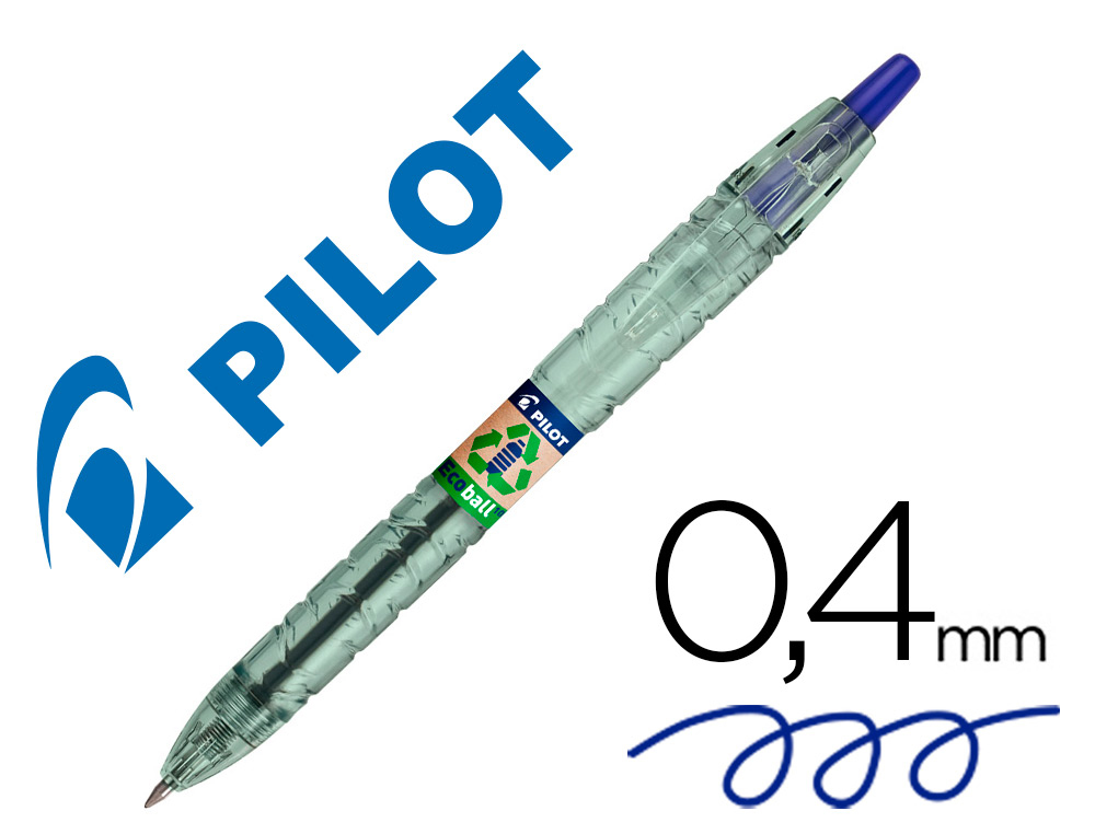 [162887] Boligrafo pilot ecoball plastico reciclado tinta aceite punta de bola 1 mm color azul