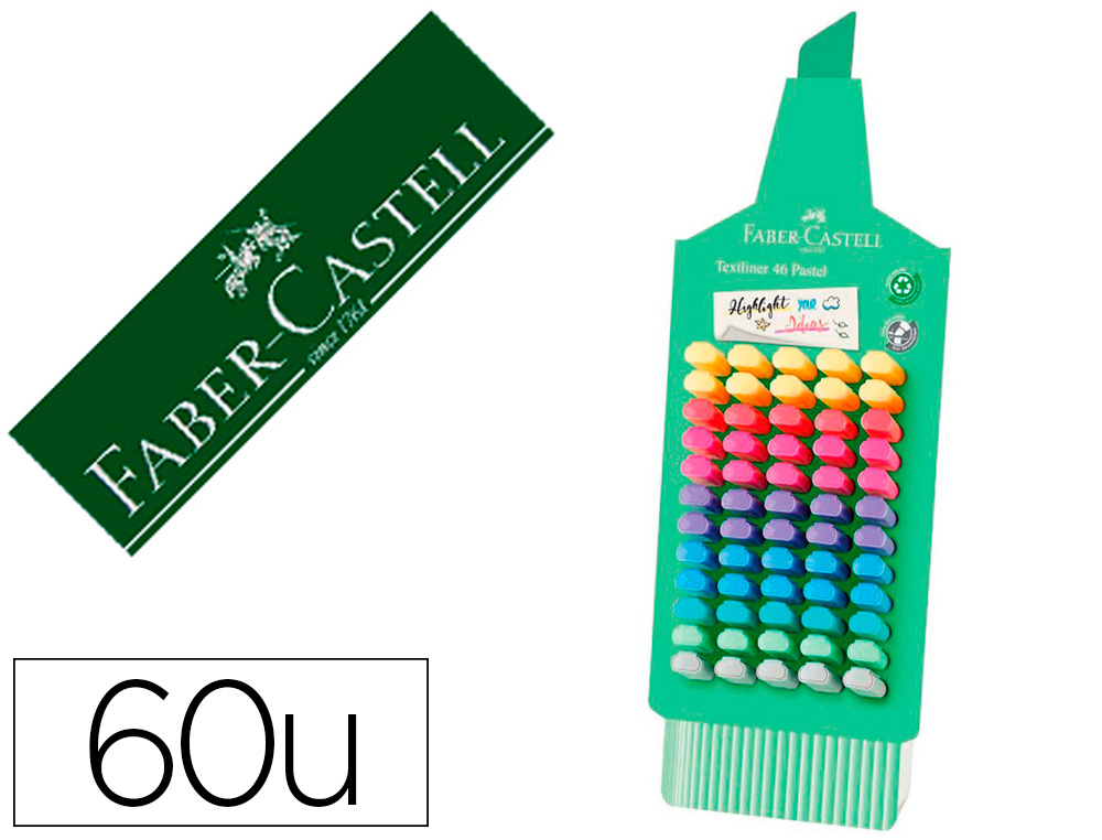 [162536] Rotulador faber fluorescente 1546 expositor de 60 unidades colores pastel surtidos
