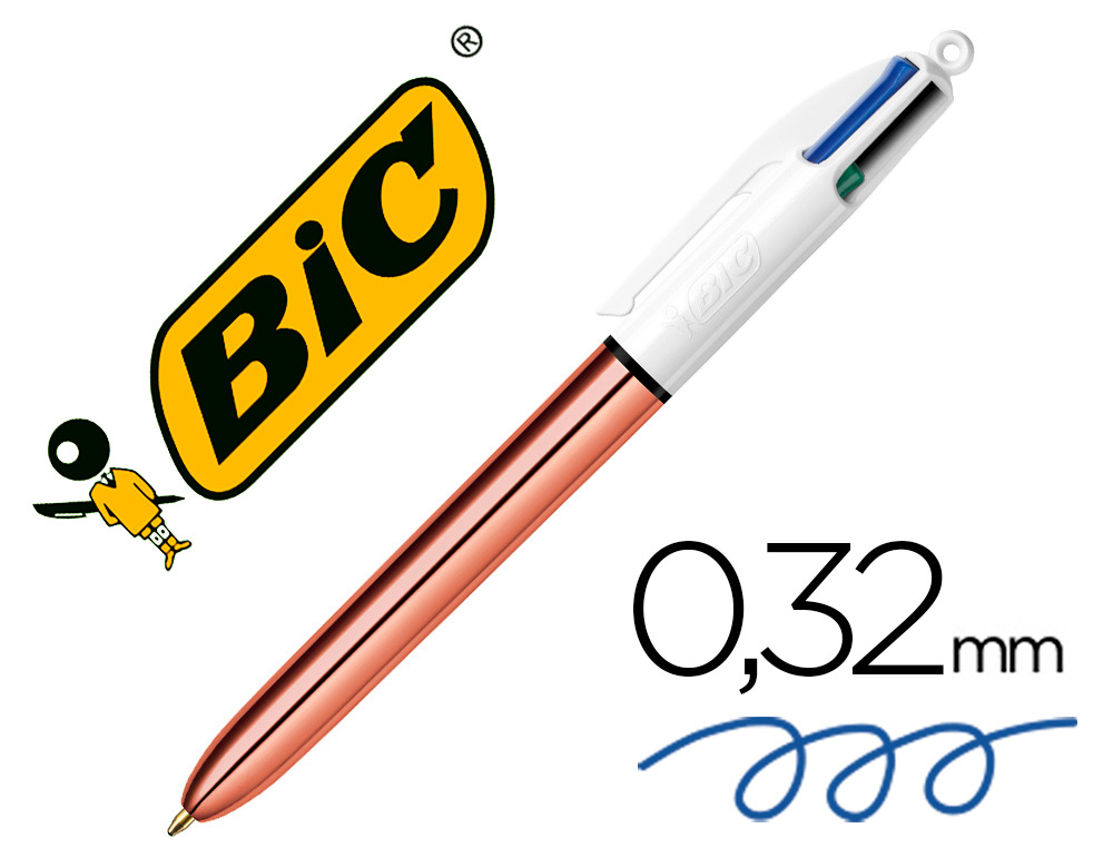 [162194] Boligrafo bic cuatro colores shine oro rosa punta de 1 mm