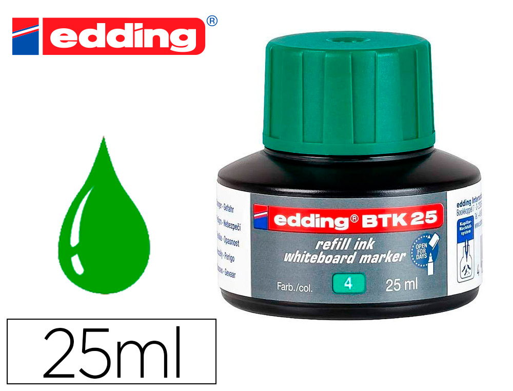 [160498] Tinta rotulador edding pizarra blanca btk-25 color verde bote 25 ml