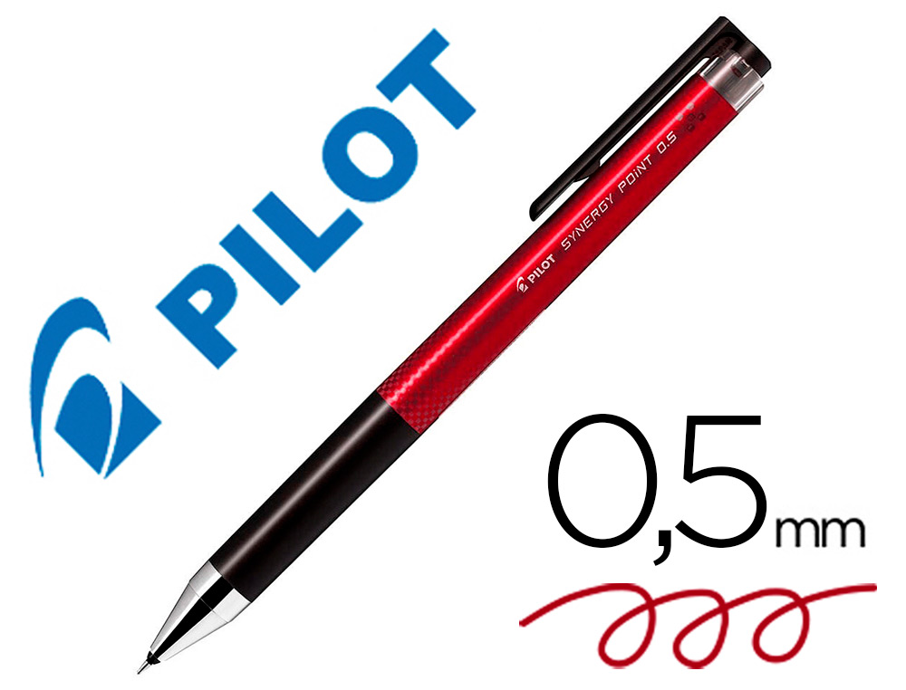 [159895] Boligrafo pilot synergy point retractil sujecion de caucho tinta gel 0,5 mm rojo
