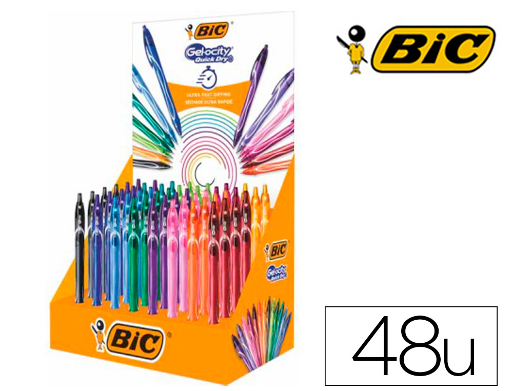 [156959] Boligrafo bic gelocity quick dry expositor de 48 unidades colores surtidos
