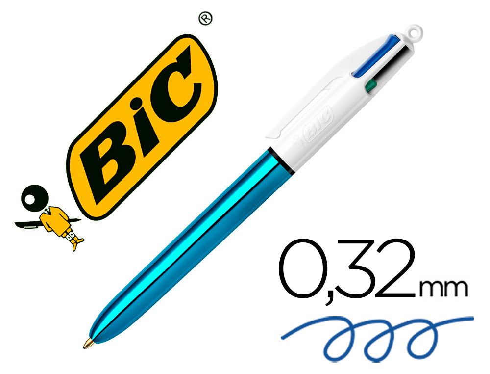 [156957] Boligrafo bic cuatro colores shine azul punta de 1 mm