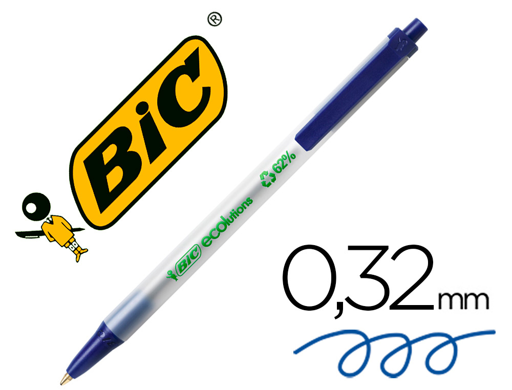 [155822] Boligrafo bic ecolutions clic stic azul