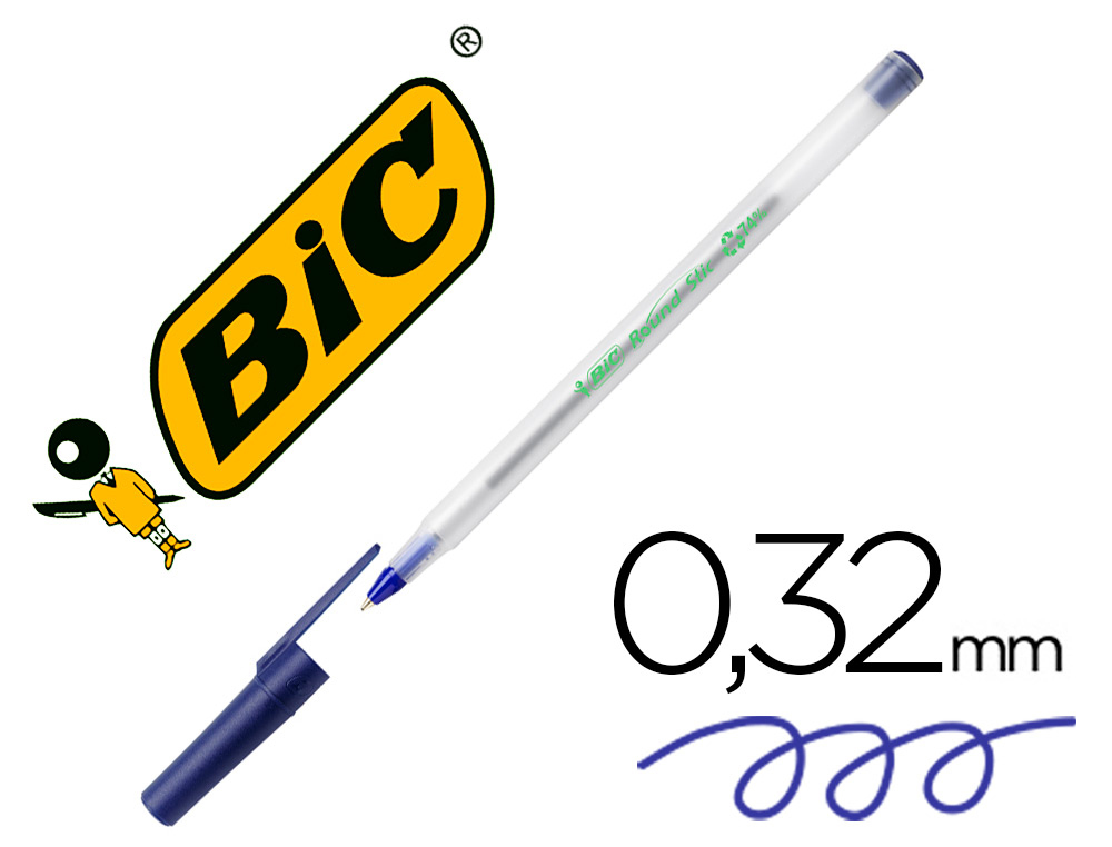 [155820] Boligrafo bic ecolutions round stic azul
