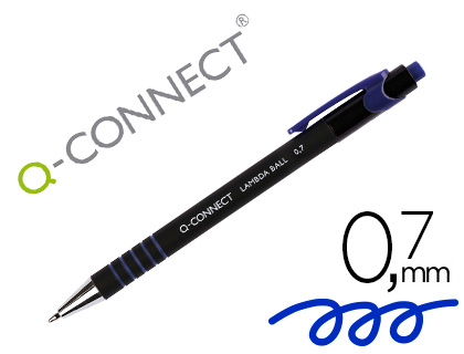 [155086] Boligrafo q-connect retractil con grip 0,7 mm color azul