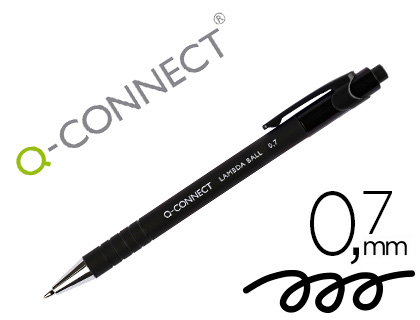 [155084] Boligrafo q-connect retractil con grip 0,7 mm color negro