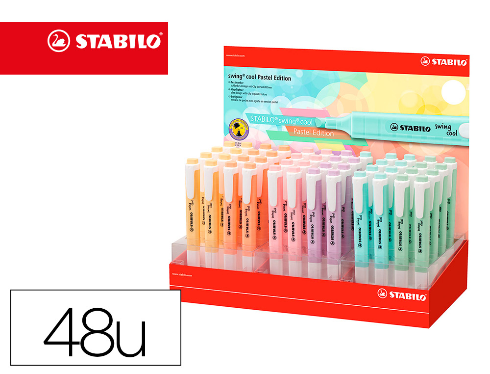 [153915] Rotulador stabilo fluorescente fino swing cool pastel expositor de 48 unidades colores surtidos