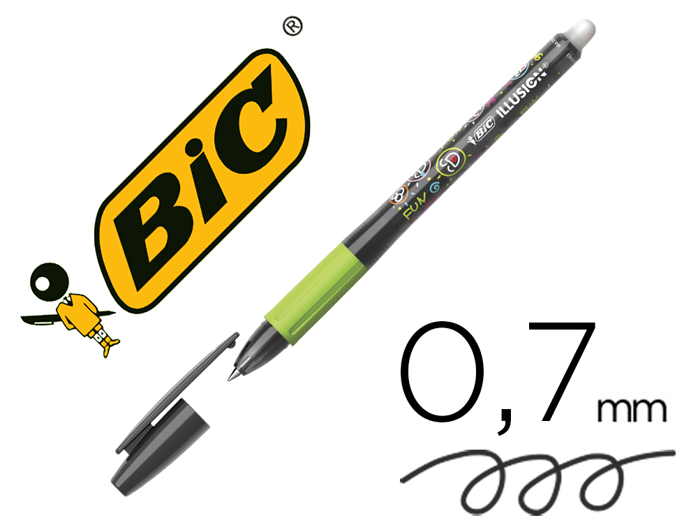 [153778] Boligrafo bic gelocity illusion borrable negro punta de 0,7 mm