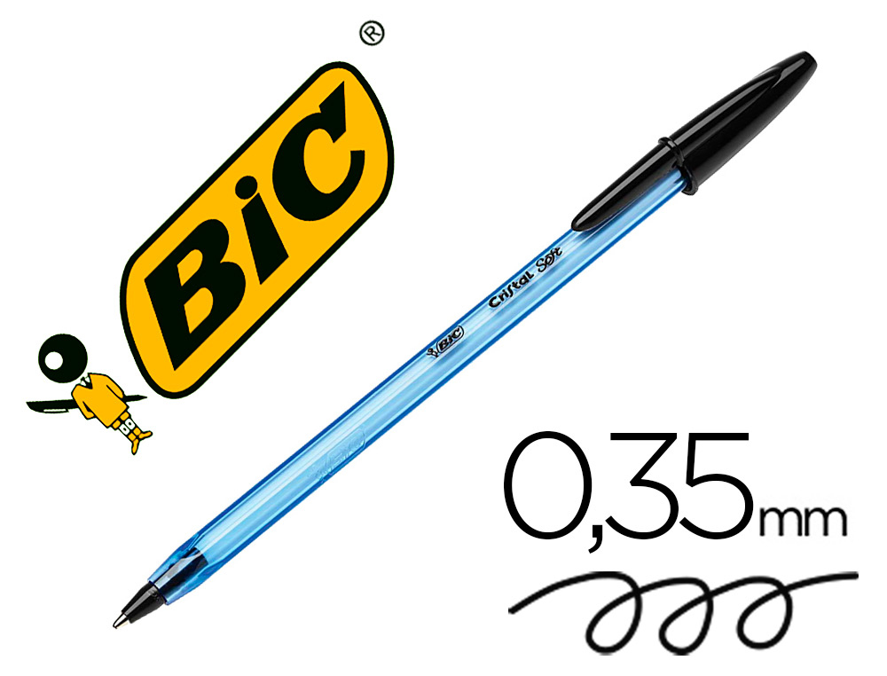 [153771] Boligrafo bic cristal soft negro punta de 1,2 mm
