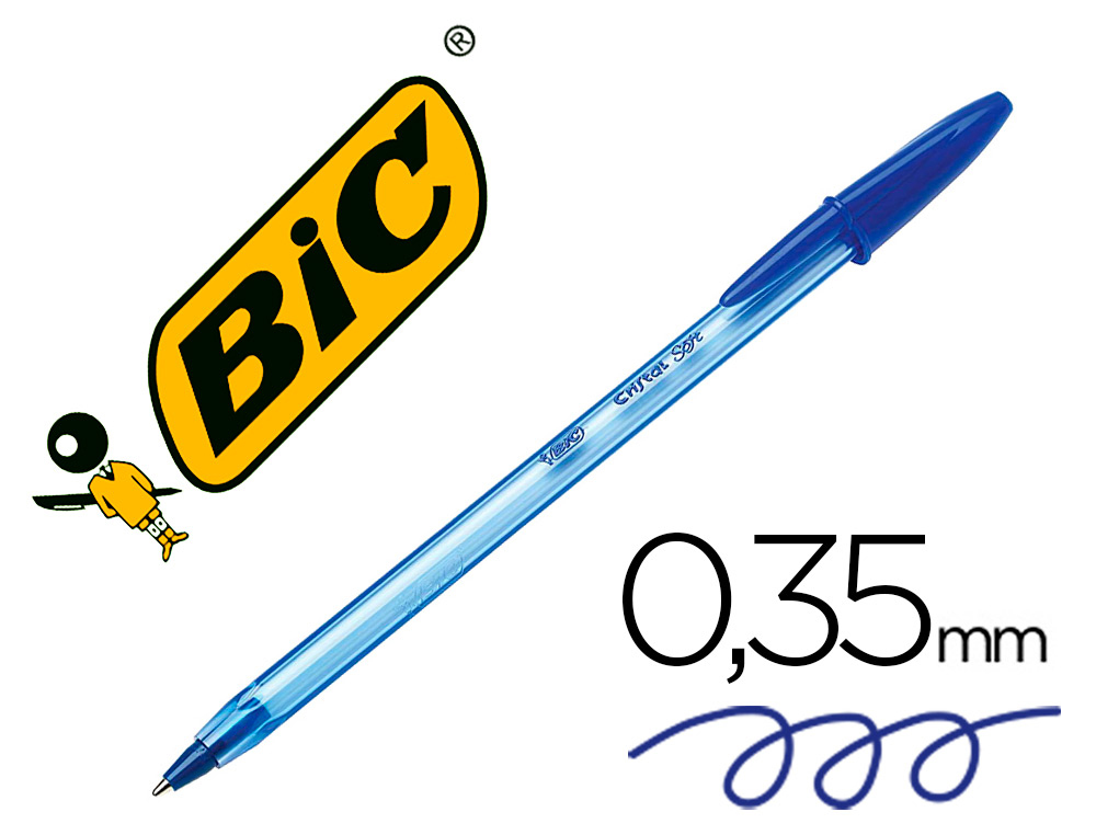 [153770] Boligrafo bic cristal soft azul punta de 1,2 mm