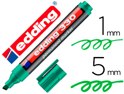 [153703] Rotulador edding marcador permanente 330 verde punta biselada 1-5 mm recargable