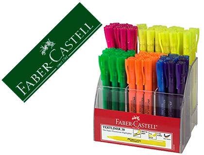 [151879] Rotulador faber fluorescente textliner 38 expositor 54 unidades colores surtidos