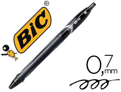 [150149] Boligrafo bic gelocity quick dry retractil tinta gel negro punta de 0,7 mm
