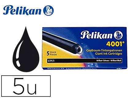 [90398] Tinta estilografica pelikan gtp/5 negro caja de 5 cartuchos