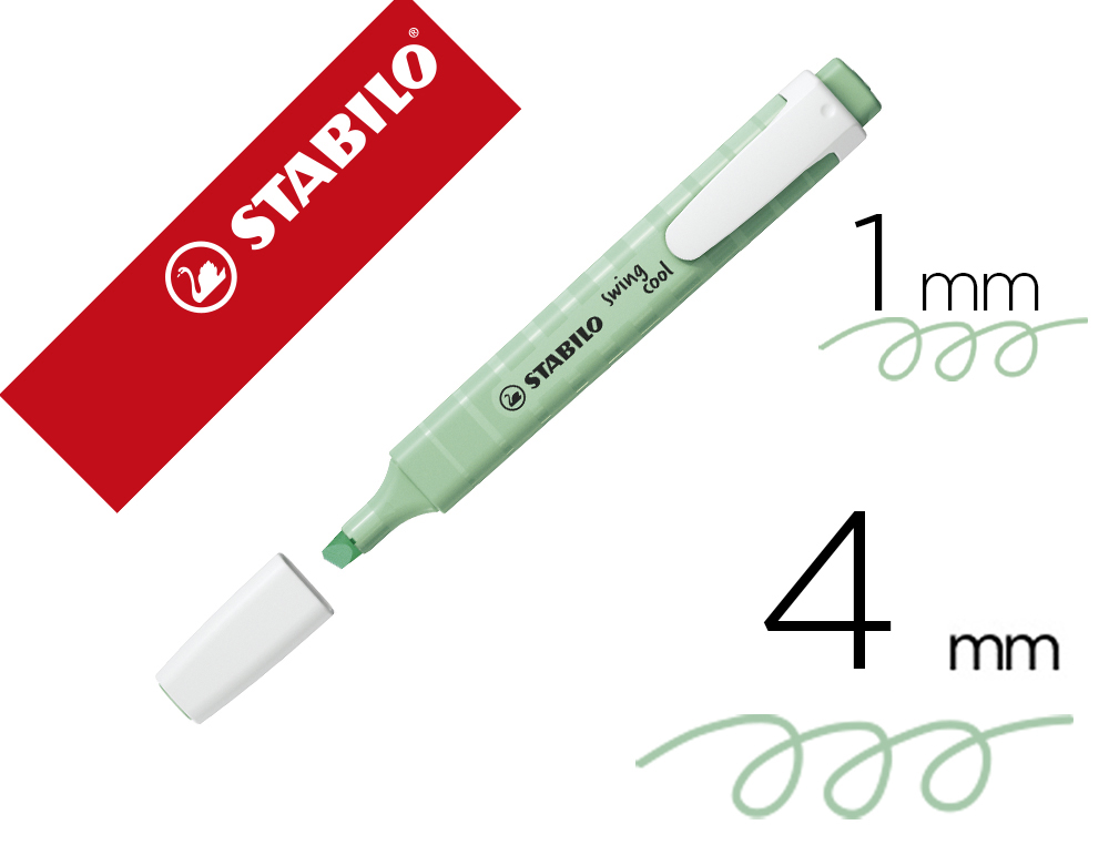 [89412] Rotulador stabilo fluorescente swing cool pastel verde menta