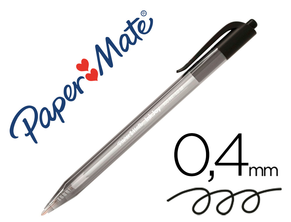 [79664] Boligrafo paper mate inkjoy 100 retractil punta media negro