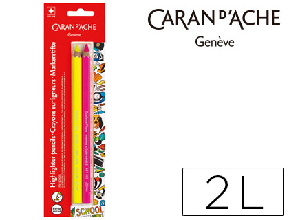 [79534] Lapices fluorescente caran d'ache linea escolar maxi fsc blister 1 amarillo y 1 rosa