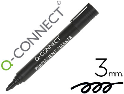 [78925] Rotulador q-connect marcador permanente negro punta redonda 3 mm