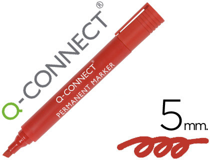 [78923] Rotulador q-connect marcador permanente rojo punta biselada 5 mm