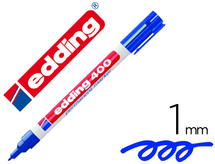 [77568] Rotulador edding marcador permanente 400 azul punta redonda 1 mm recargable