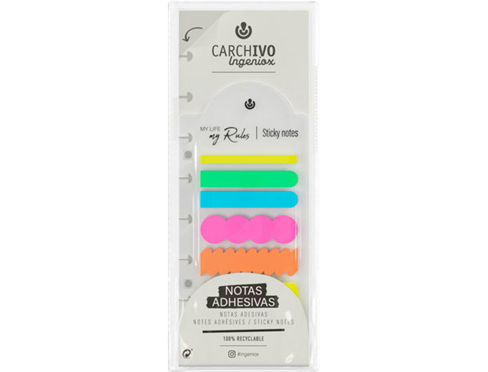 [170616] Bloc de notas adhesivas carchivo ingeniox irregular colores neon