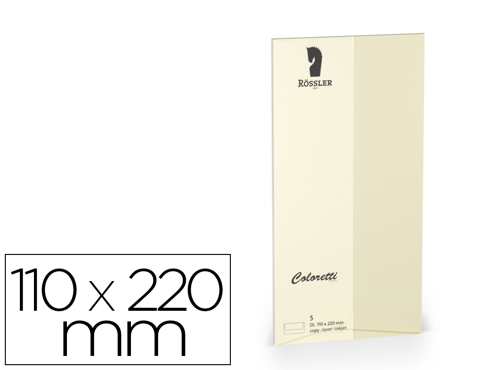 [167192] Sobre rossler coloretti dl americano color marmol crema 110x220 mm pack de 5 unidades