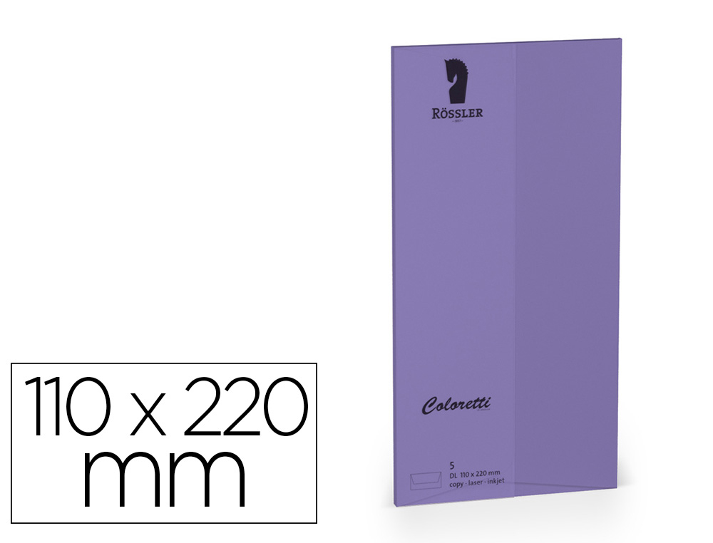 [167191] Sobre rossler coloretti dl americano color lila 110x220 mm pack de 5 unidades