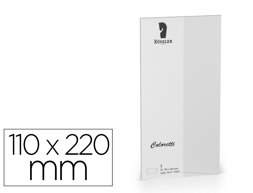 [167190] Sobre rossler coloretti dl americano color gris claro 110x220 mm pack de 5 unidades
