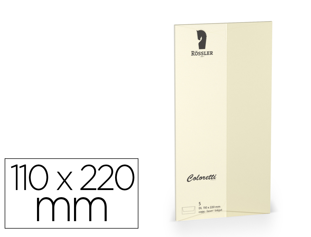 [167189] Sobre rossler coloretti dl americano color crema 110x220 mm pack de 5 unidades