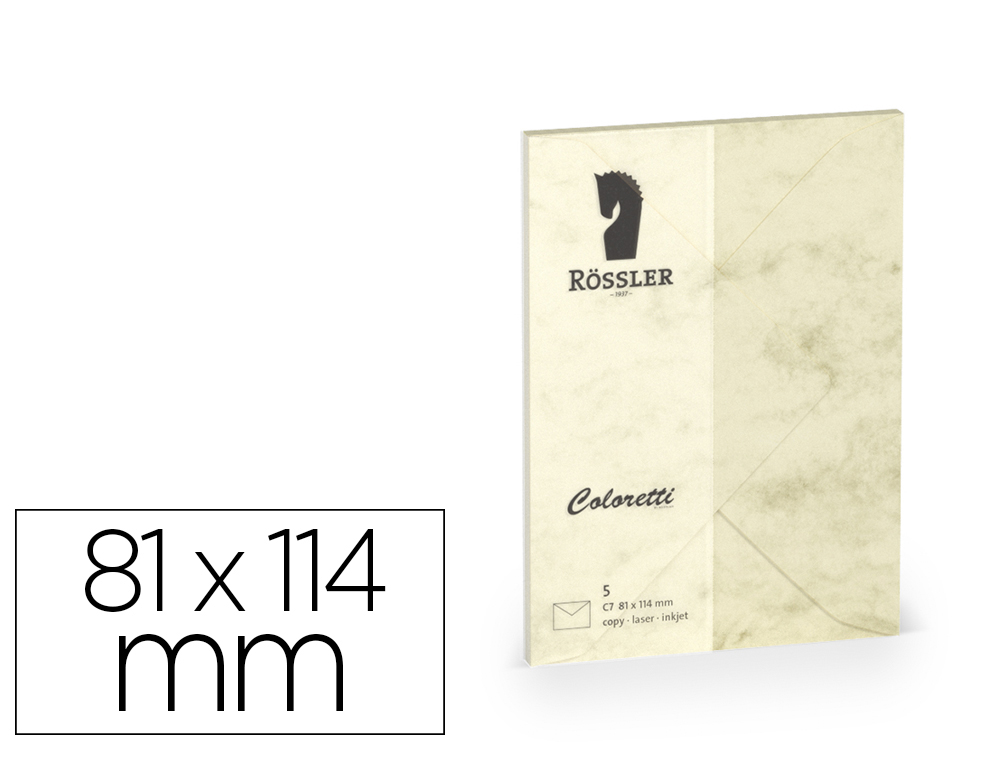 [167184] Sobre rossler coloretti c7 color marmol crema 81x114 mm pack de 5 unidades