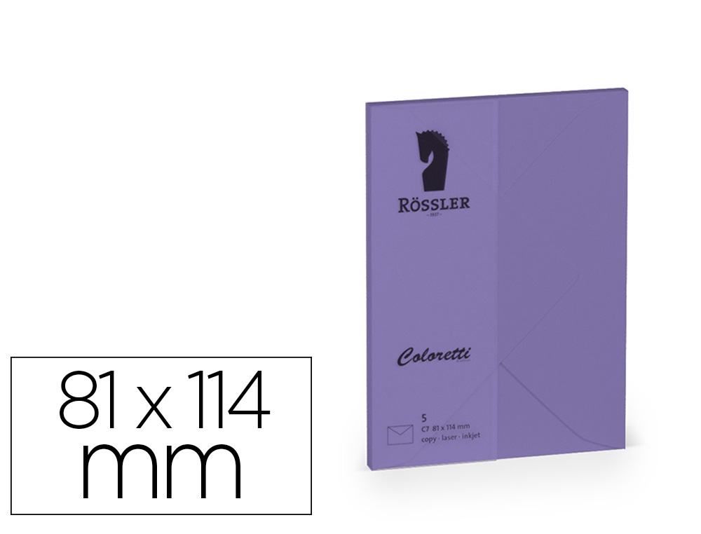 [167183] Sobre rossler coloretti c7 color lila 81x114 mm pack de 5 unidades