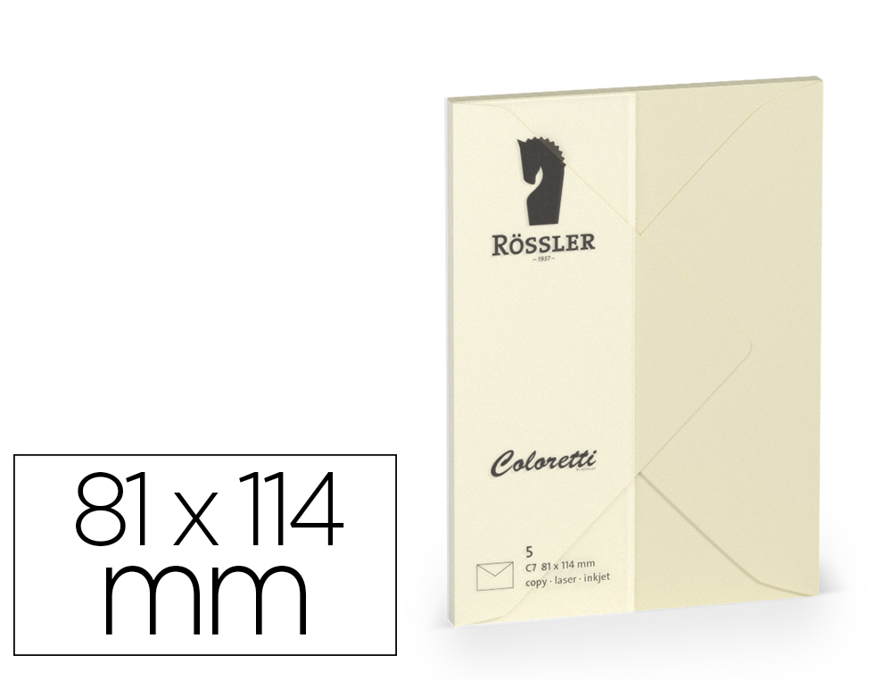 [167181] Sobre rossler coloretti c7 color crema 81x114 mm pack de 5 unidades