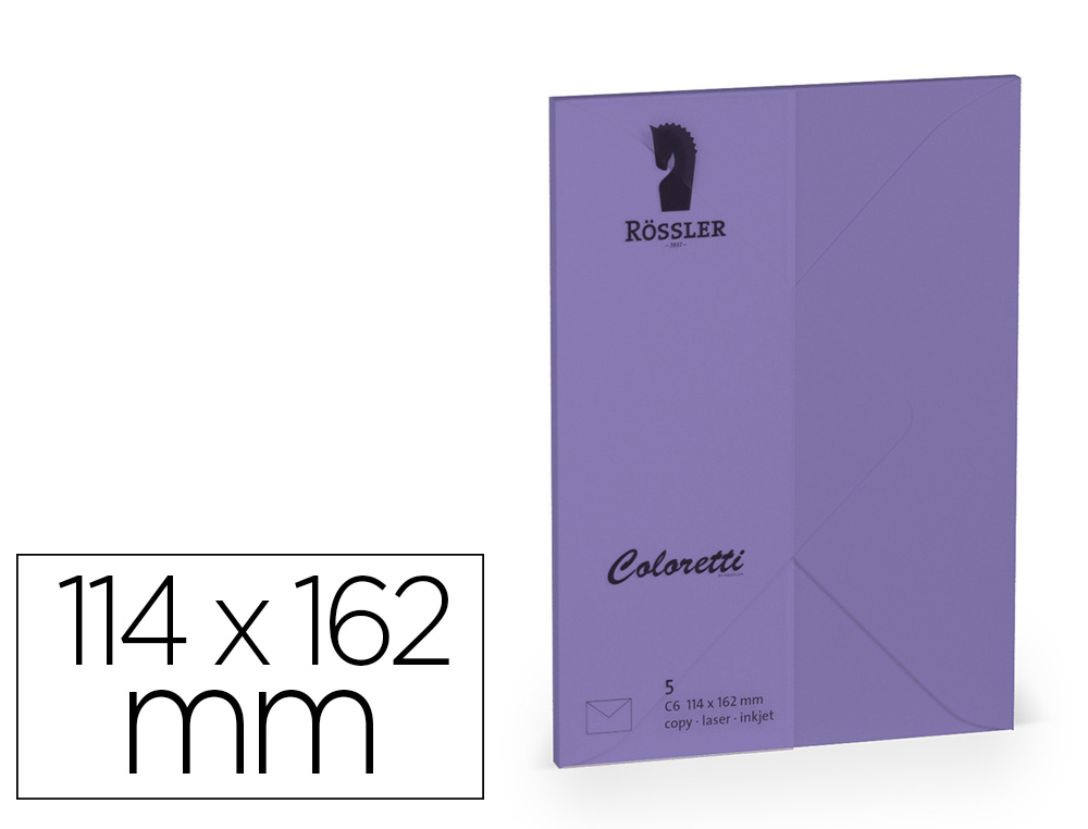 [167177] Sobre rossler coloretti c6 ministro color lila 114x162 mm pack de 5 unidades