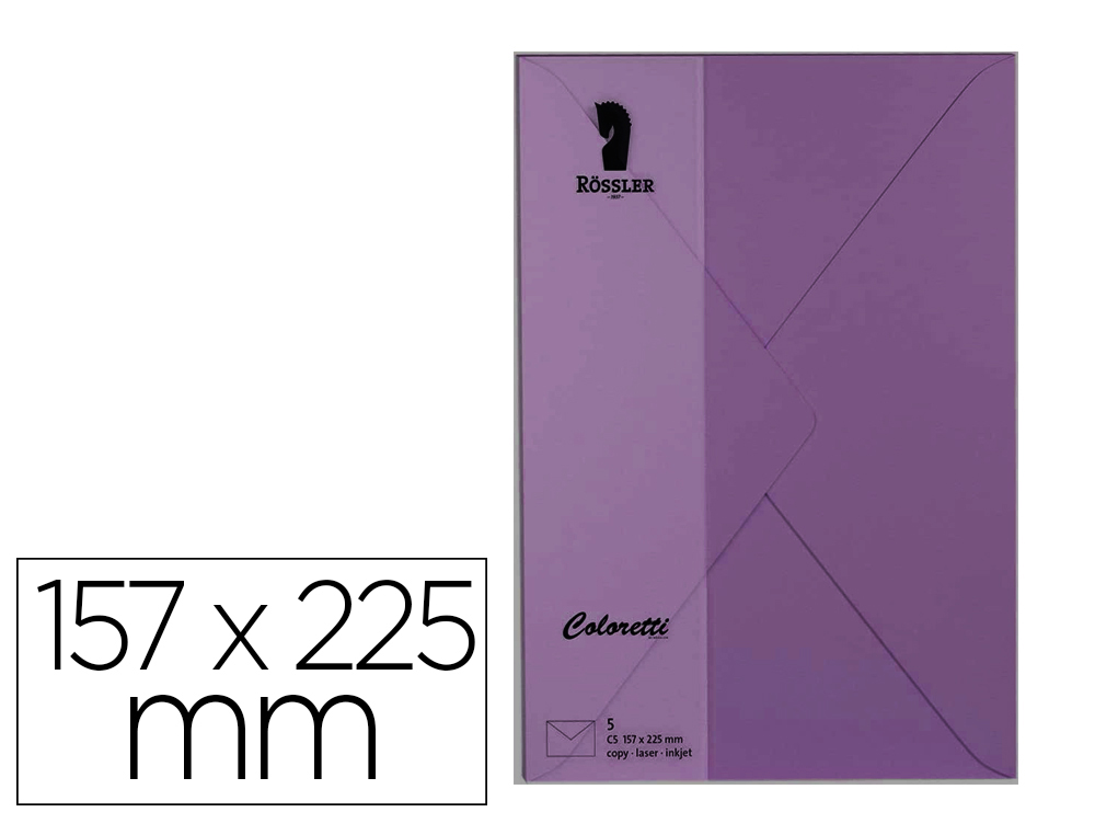 [167171] Sobre rossler coloretti c5 color lila 157x225 mm pack de 5 unidades